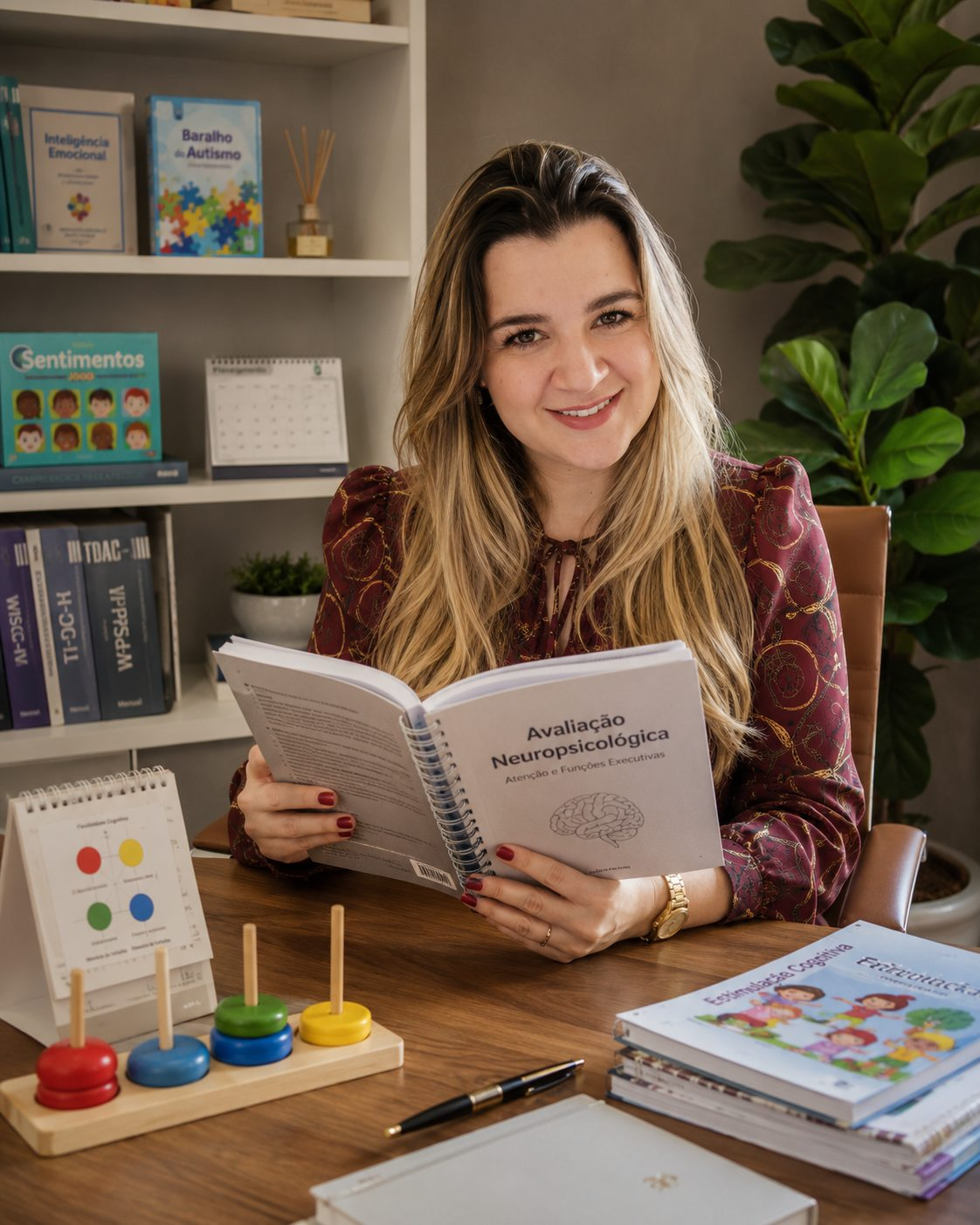 Dayanne Marim, psicóloga, em seu consultório
